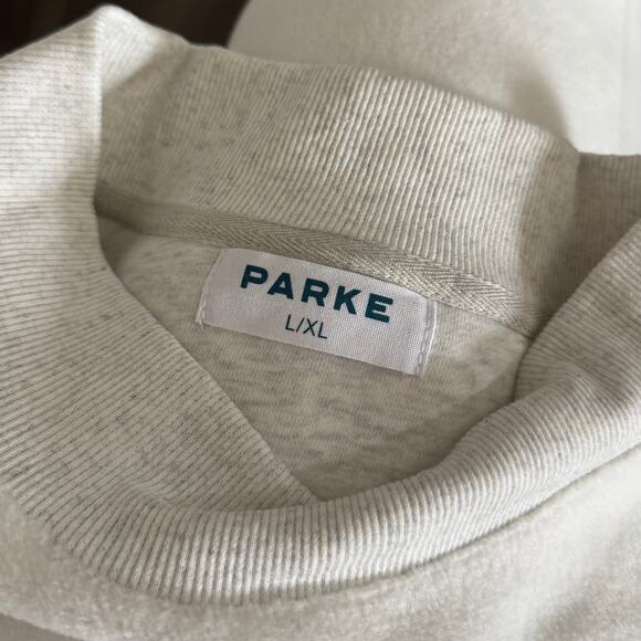 PARKE Inside Out Fleece Mockneck NEW White Gray Pullover Sweatshirt Size L XL - Picture 7 of 7